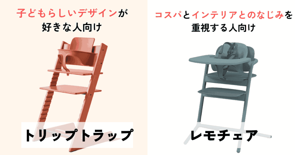 【まとめ】トリップトラップとレモチェアを比較！違いは7つ、個人的にはレモチェア推し