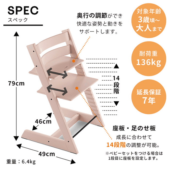 ストッケトリップトラップ
サイズ　幅46cm×奥行49cm×高さ79cm