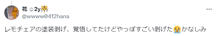 レモチェア
塗装はげに関する口コミ、Xのポスト