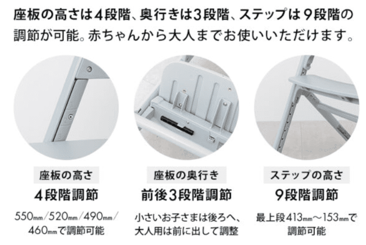 ノウス
高さ調整は同じ13段階