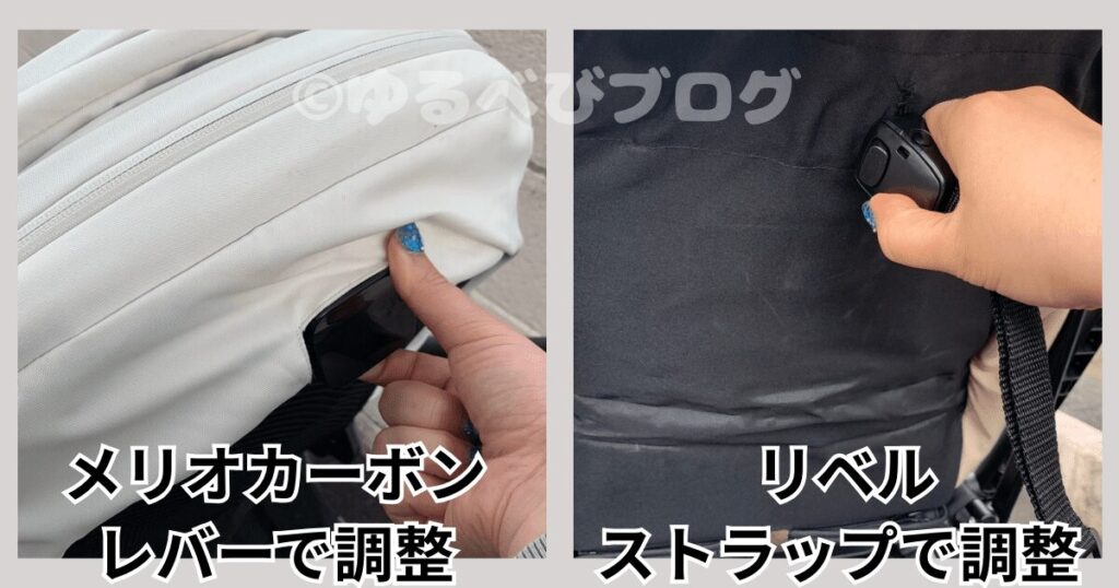 サイベックスメリオカーボン リベル 違い
メリオカーボン:レバーで調整
リベル:ストラップで調整