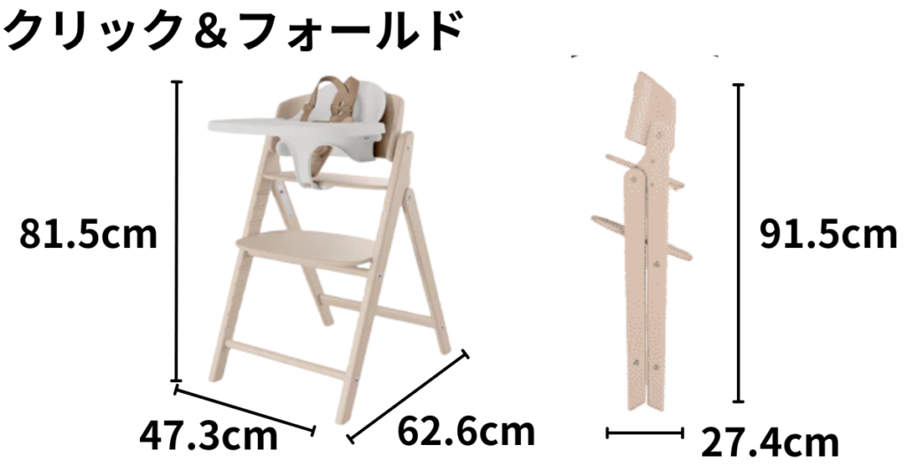 クリック&フォールドのサイズ
幅47.5×奥行62.6×高さ81.5cm
幅47.5×奥行27.4×高さ91.5cm