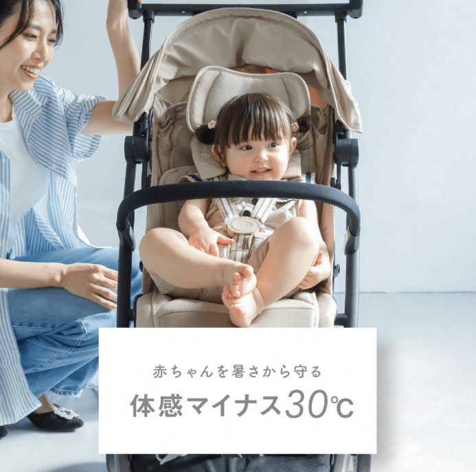ベビクルと保冷剤の併用で体感温度が30℃以上ダウン