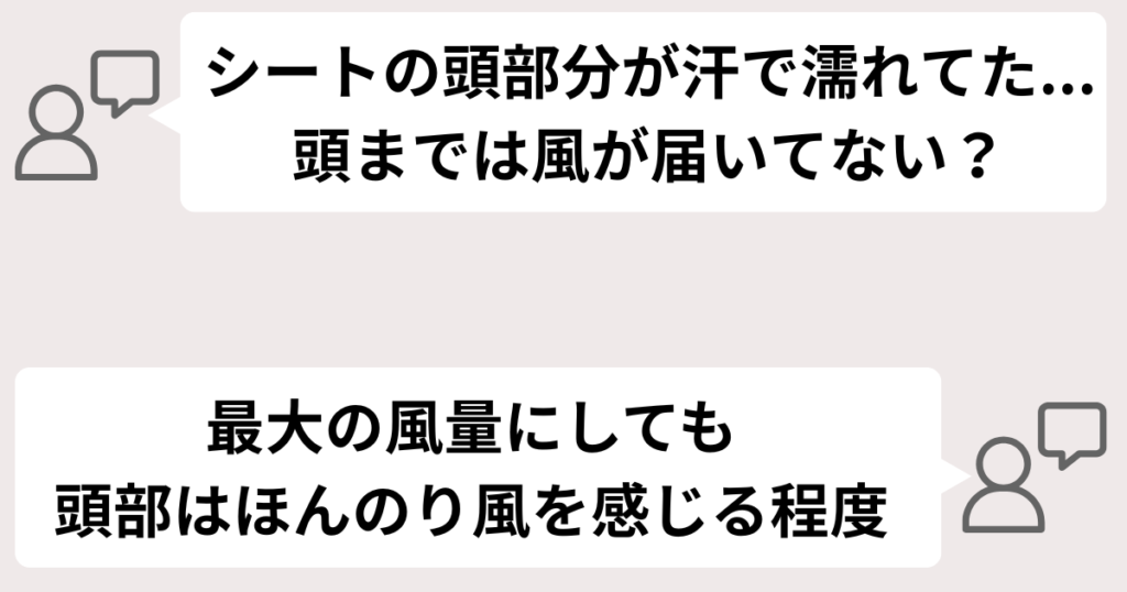 子どもの頭まで充分な風が届かない