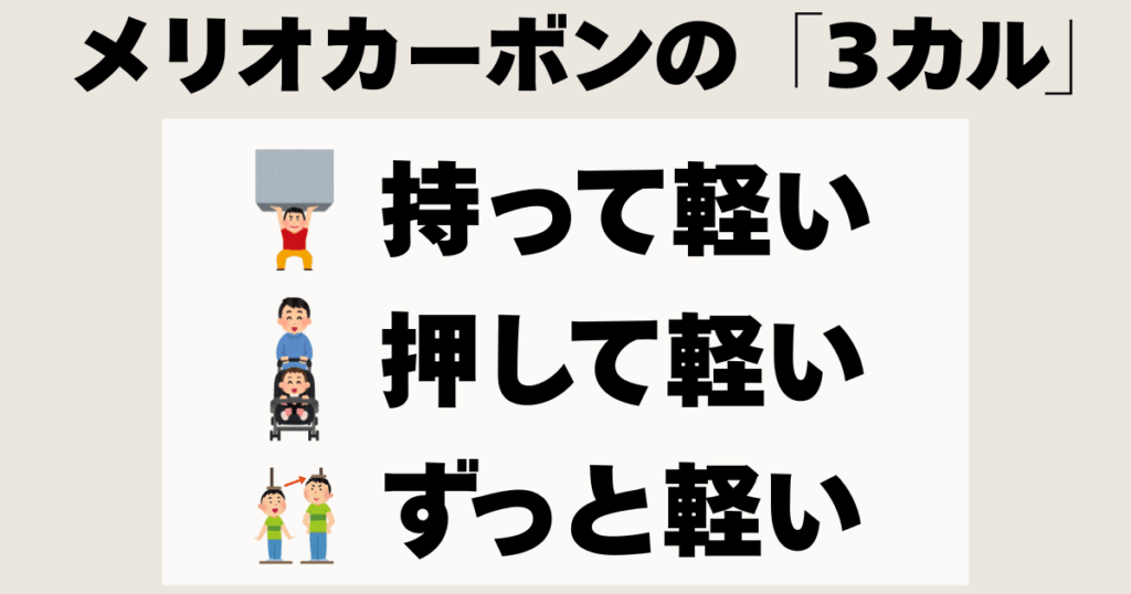 メリオカーボンの3カル
持って軽い
押して軽い
ずっと軽い