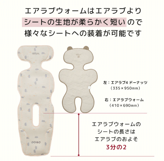 エアラブウォームのサイズ　長さ69cm×幅41cm