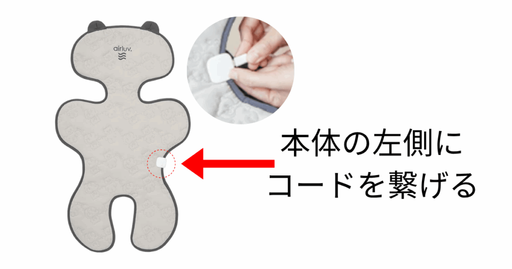 エアラブウォームのコードの位置