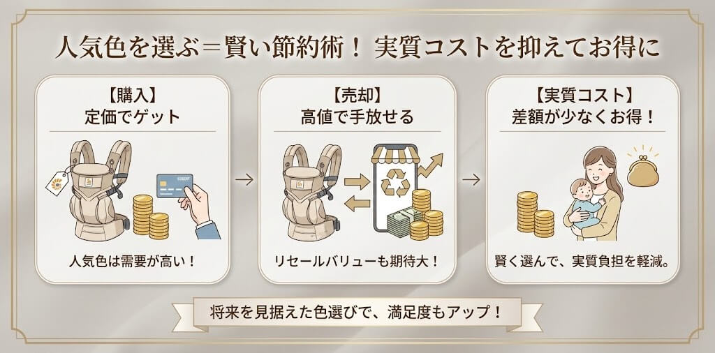 実は「売るときの値段」が違う？手放すときも高く売れる抱っこ紐のカラー法則