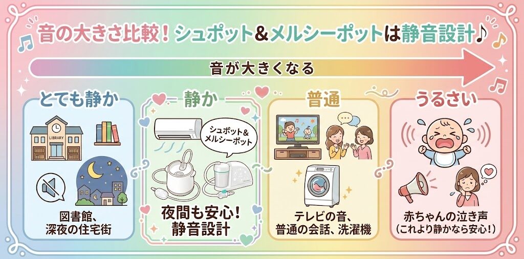 シュポットとメルシーポットの音の目安