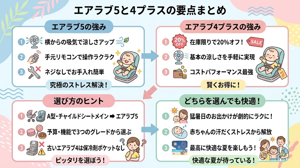 【まとめ】エアラブ5は機能・ラクさ重視、4プラスはコスパ重視派の人向け