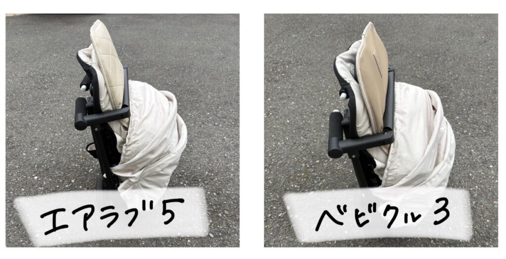 サイベックスリベルにエアラブ5、ベビクル3を取り付けたまま畳んだ様子