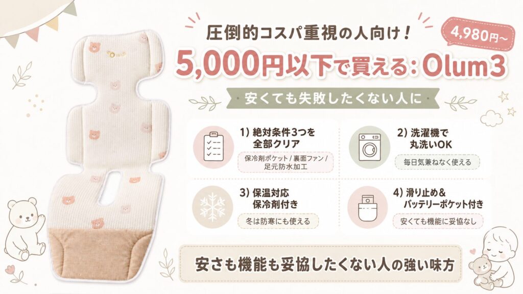 圧倒的コスパ重視の人向け！5,000円以下で買える：Olum3