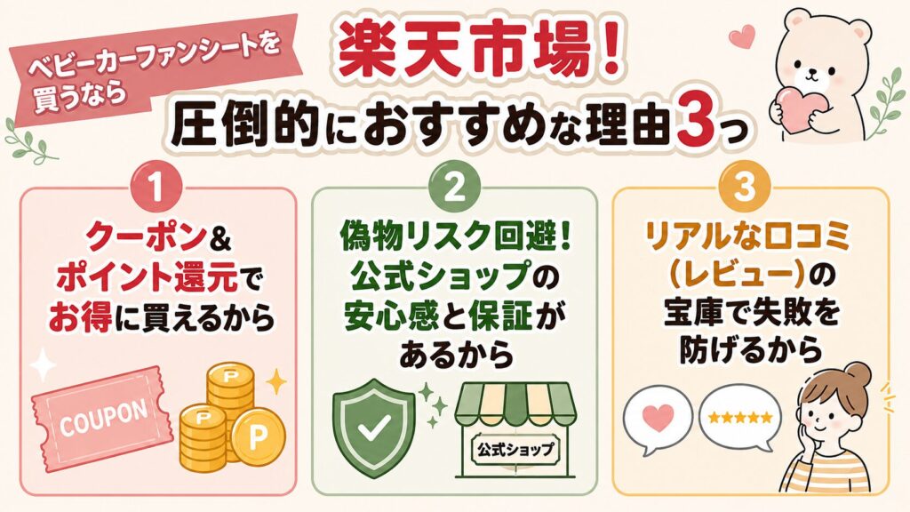 ベビーカーファンシートを買うなら楽天市場！圧倒的におすすめな理由3つ