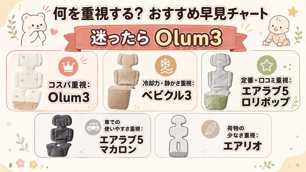 ベビーカーファンシートを比較すると、どれがおすすめ？