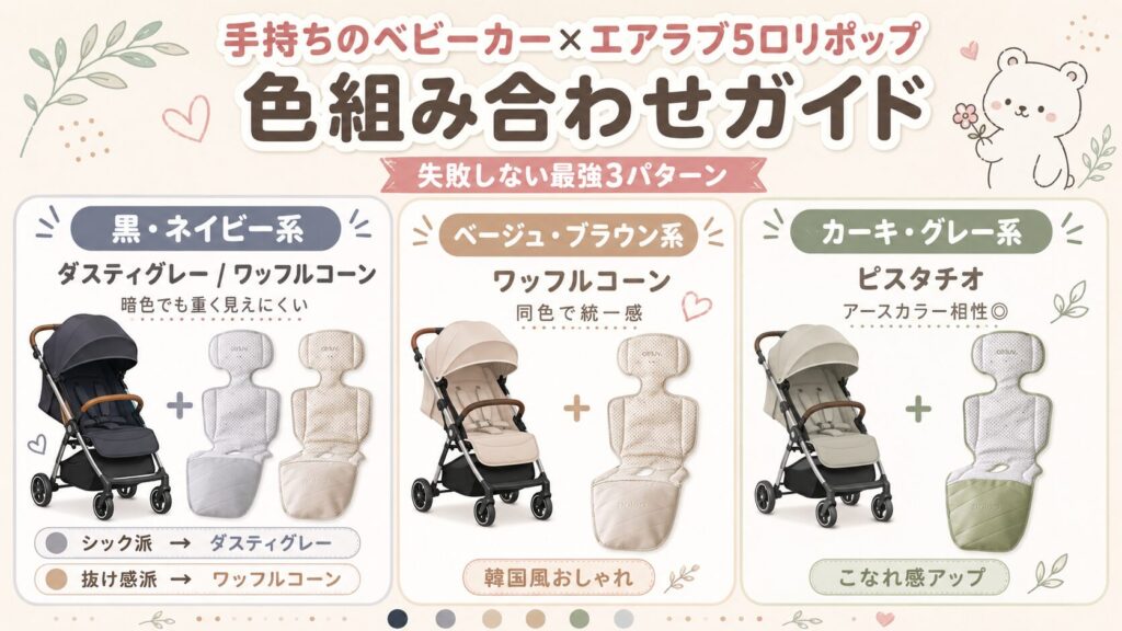 手持ちのベビーカー×エアラブ5ロリポップの色組み合わせガイド