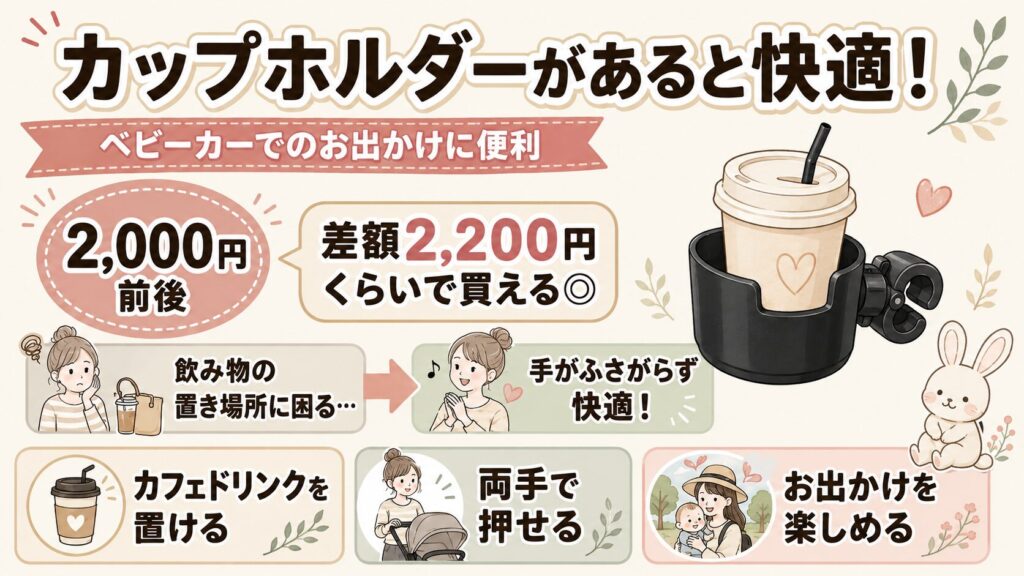 ベビーカー移動でもカフェドリンクを飲める!カップホルダー(2,000円前後)